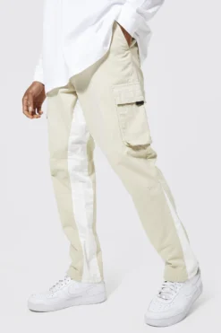 Pantalon Cargo à Empiècements Contrastants