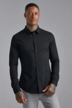 Chemise Moulante à Manches Longues