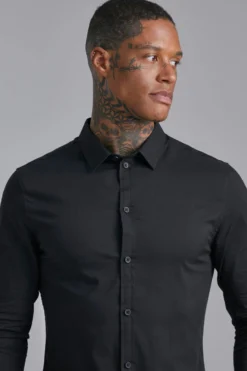 Chemise Moulante à Manches Longues -Promos Coutuvelle Magasin bmm01704 black xl 3 scaled