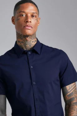 Chemise Slim à Manches Courtes -Promos Coutuvelle Magasin bmm01717 navy xl 3 scaled