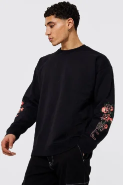 Sweat Oversize à Imprimé Fleuri -Promos Coutuvelle Magasin bmm03964 black xl 3