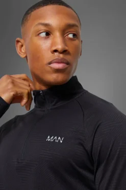 Top De Sport Zippé Effet Jacquard - MAN Active -Promos Coutuvelle Magasin bmm05307 black xl 3 scaled