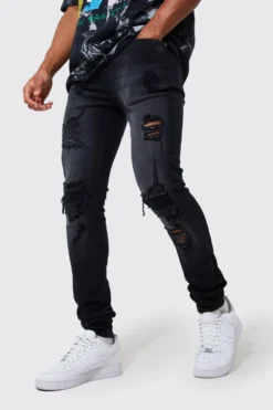 Jean Skinny Déchiré Et Réparé