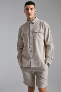 Chemise Oversize Utilitaire En Velours Côtelé