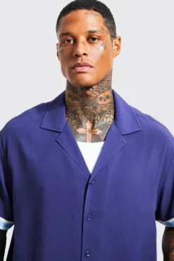 Chemise à Manches Courtes Et Bandes Latérales -Promos Coutuvelle Magasin bmm16285 navy xl 3 scaled