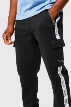 Jogging Cargo Slim à Bandes Contrastantes -Promos Coutuvelle Magasin bmm18739 black xl 3 scaled