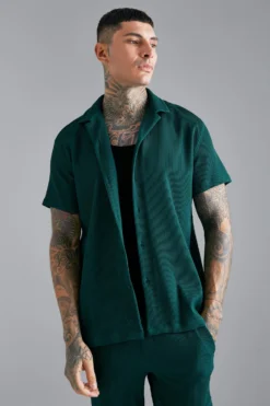 Chemise Oversize Plissée à Manches Courtes
