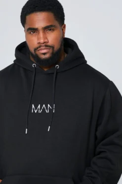 Grande Taille - Sweat à Capuche Basique à Logo - MAN -Promos Coutuvelle Magasin bmm28503 black xl 3 scaled