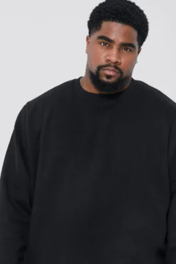 Grande Taille - Sweat Basique à Col Ras-du-cou -Promos Coutuvelle Magasin bmm28506 black xl 3 scaled