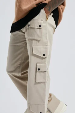 Pantalon Ample En Twill Style Cargo à Poches -Promos Coutuvelle Magasin bmm29323 stone xl 3 scaled