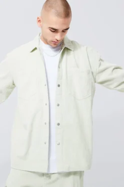 Surchemise Oversize En Velours Côtelé à Boutons Pression -Promos Coutuvelle Magasin bmm30893 sage xl 3 scaled