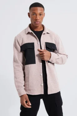 Surchemise à Chevrons Et Poche Contrastante