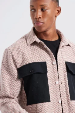 Surchemise à Chevrons Et Poche Contrastante -Promos Coutuvelle Magasin bmm31370 brown xl 3 scaled