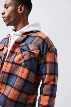 Surchemise Ample Courte à Carreaux -Promos Coutuvelle Magasin bmm32355 orange xl 3 scaled