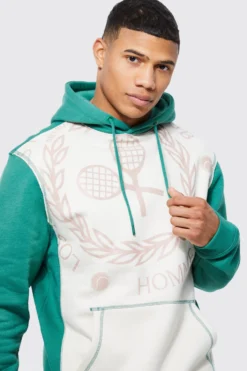 Sweat à Capuche Imprimé à Coutures Contrastantes -Promos Coutuvelle Magasin bmm34691 green xl 3 scaled