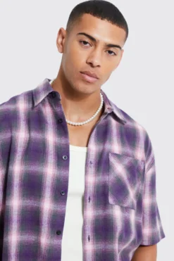 Chemise Oversize à Carreaux Et Manches Courtes -Promos Coutuvelle Magasin bmm34879 purple xl 3 scaled