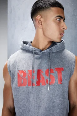 Sweat à Capuche Délavé Sans Manches - MAN Active -Promos Coutuvelle Magasin bmm35240 charcoal xl 3 scaled