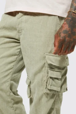 Pantalon Cargo Ample En Velours Côtelé -Promos Coutuvelle Magasin bmm36557 sage xl 3 scaled