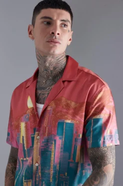 Chemise Oversize Satinée à Manches Courtes -Promos Coutuvelle Magasin bmm37852 red xl 3 scaled