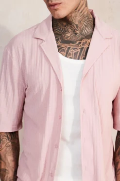 Chemise Plissée à Manches Courtes -Promos Coutuvelle Magasin bmm38219 light20pink xl 3