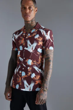 Chemise Moulante Fleurie à Manches Courtes -Promos Coutuvelle Magasin bmm38688 brown xl 3 scaled