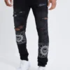 Jean Skinny Déchiré Et Réparé Imprimé Bandana