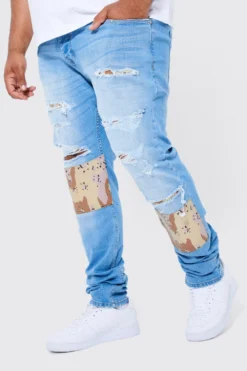 Grande Taille - Jean Skinny Déchiré Et Réparé Imprimé Camouflage