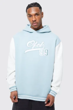 Sweat à Capuche Oversize Universitaire Imprimé