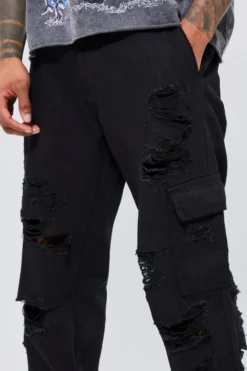 Pantalon Cargo Déchiré Et Réparé -Promos Coutuvelle Magasin bmm41082 black xl 3 scaled