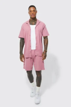 Chemise Côtelée à Manches Courtes