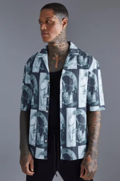 Chemise Texturée à Imprimé Crâne