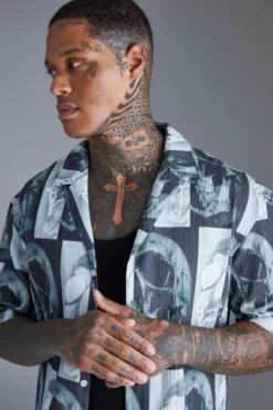 Chemise Texturée à Imprimé Crâne -Promos Coutuvelle Magasin bmm41562 black xl 3 scaled