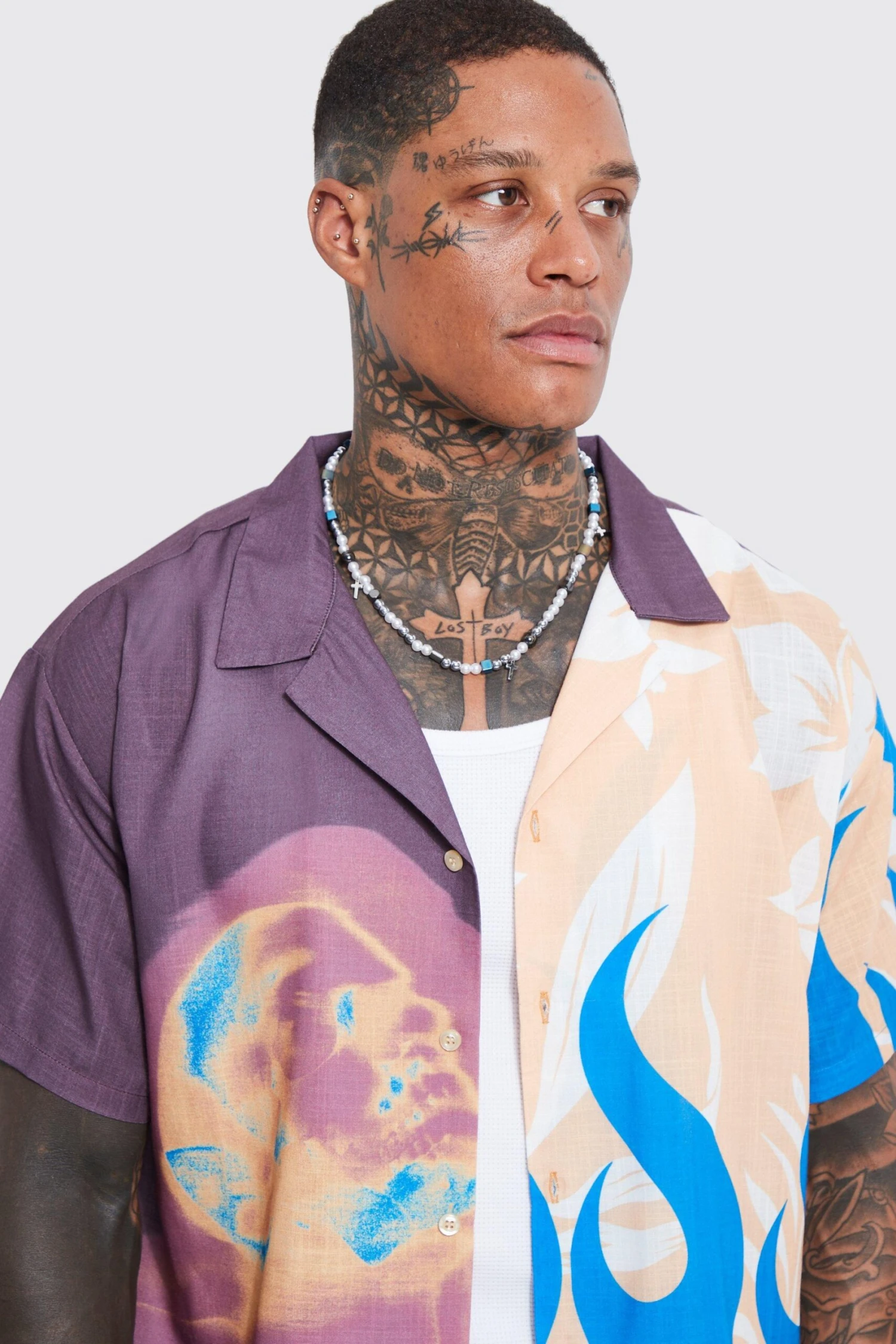 Chemise Ample Bicolore à Manches Courtes 4 Chemise Ample Bicolore à Manches Courtes – Image 4