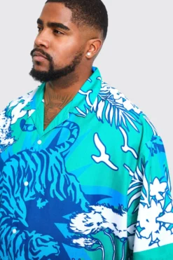 Grande Taille - Chemise Oversize à Imprimé Tigre -Promos Coutuvelle Magasin bmm42542 green xl 3 scaled