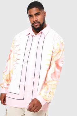 Grande Taille - Chemise Oversize à Imprimé Baroque -Promos Coutuvelle Magasin bmm42549 pink xl 3 scaled