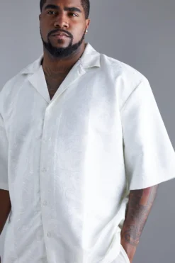 Grande Taille - Chemise Fleurie à Manches Courtes -Promos Coutuvelle Magasin bmm45471 ecru xl 3 scaled