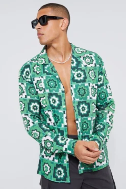 Chemise Fleurie à Manches Longues