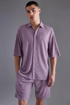 Chemise Texturée à épaules Tombantes -Promos Coutuvelle Magasin bmm45870 mauve xl 3 scaled