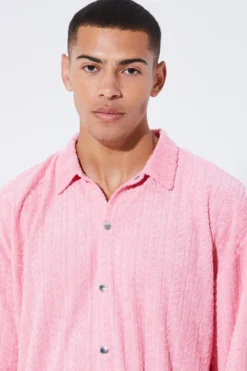 Chemise Ample En Tissu éponge à Chevrons -Promos Coutuvelle Magasin bmm45883 pink xl 3 scaled
