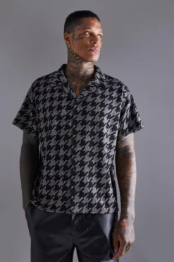 Chemise Ample à Motif Pied-de-poule