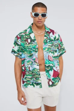 Chemise Ample Imprimée à Manches Courtes