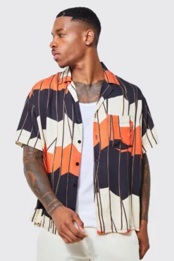 Chemise Ample à Imprimé Géométrique Et Manches Courtes