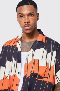 Chemise Ample à Imprimé Géométrique Et Manches Courtes -Promos Coutuvelle Magasin bmm46289 orange xl 3 scaled