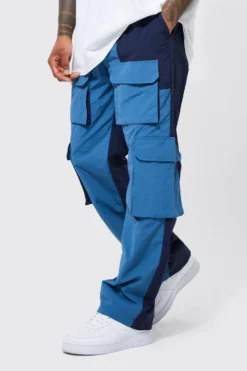 Pantalon Cargo Ample à Empiècement Contrastant