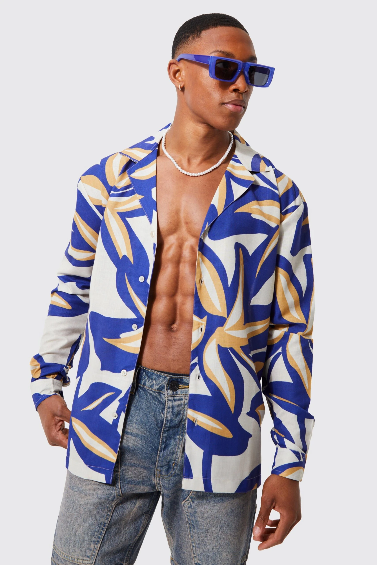 Chemise Oversize Fleurie à Manches Longues 1 Chemise Oversize Fleurie à Manches Longues