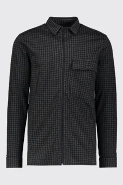 Surchemise Zippée En Jacquard Motif Pied-de-poule -Promos Coutuvelle Magasin mzz17270 charcoal xl 2