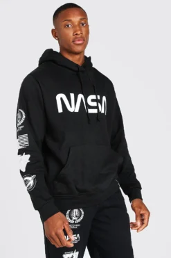 Sweat à Capuche Officiel NASA Imprimé Sur Les Manches